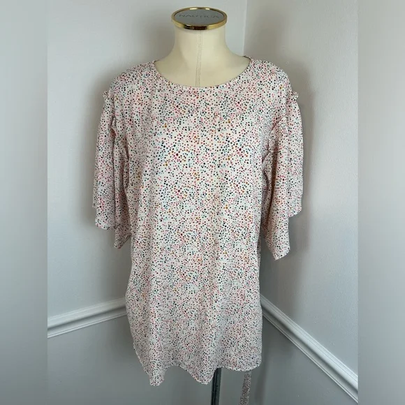 MOTHERHOOD MATERNITY White & Multicolor Blouse With Waist Tie | Size Medium - Picture 10 of 16